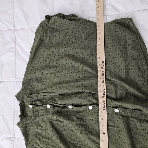 India Collection Emerson Fry Mandarin Collar Top OS Moss Organic Cotton Weave - Picture 8 of 9